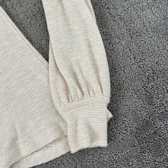 Free People Cream Metallic Scoop Neck Sweater Top - Picture 3 of 4